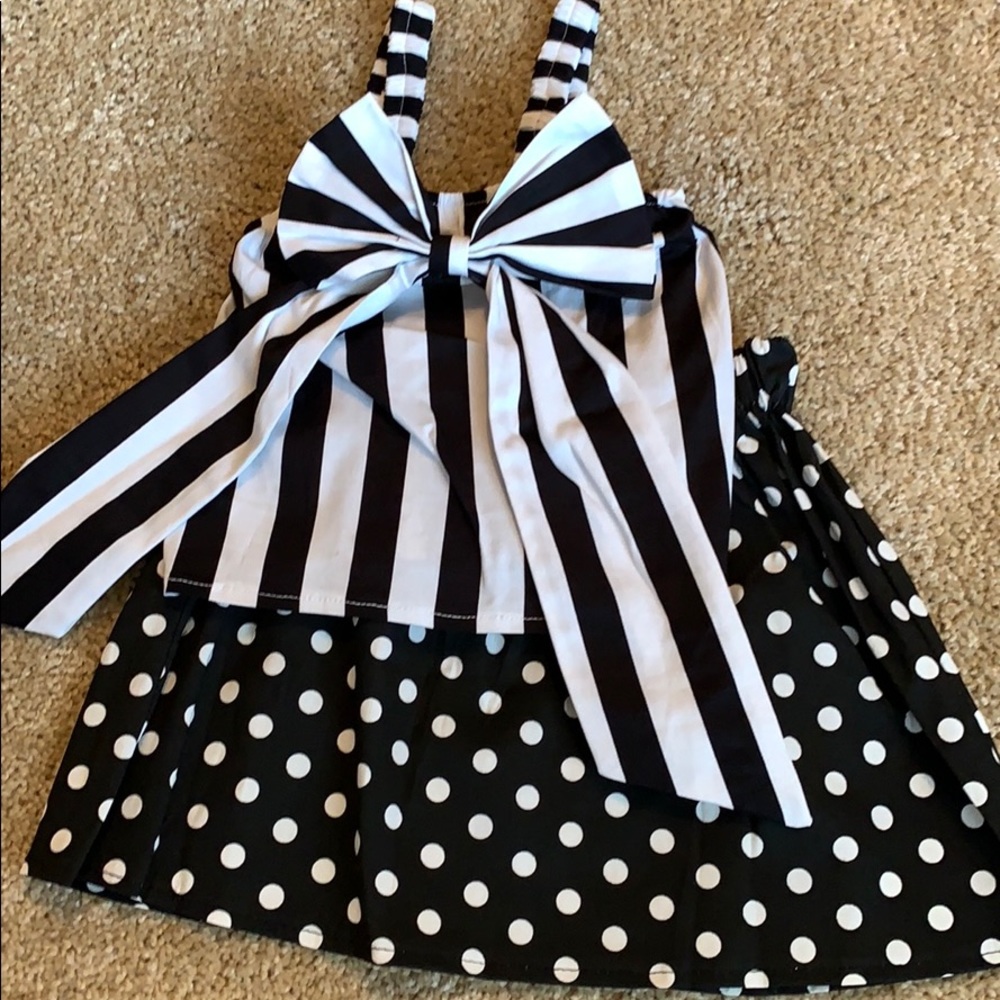 Stripe Crop Top Tank w/ Polka Dot Skirt